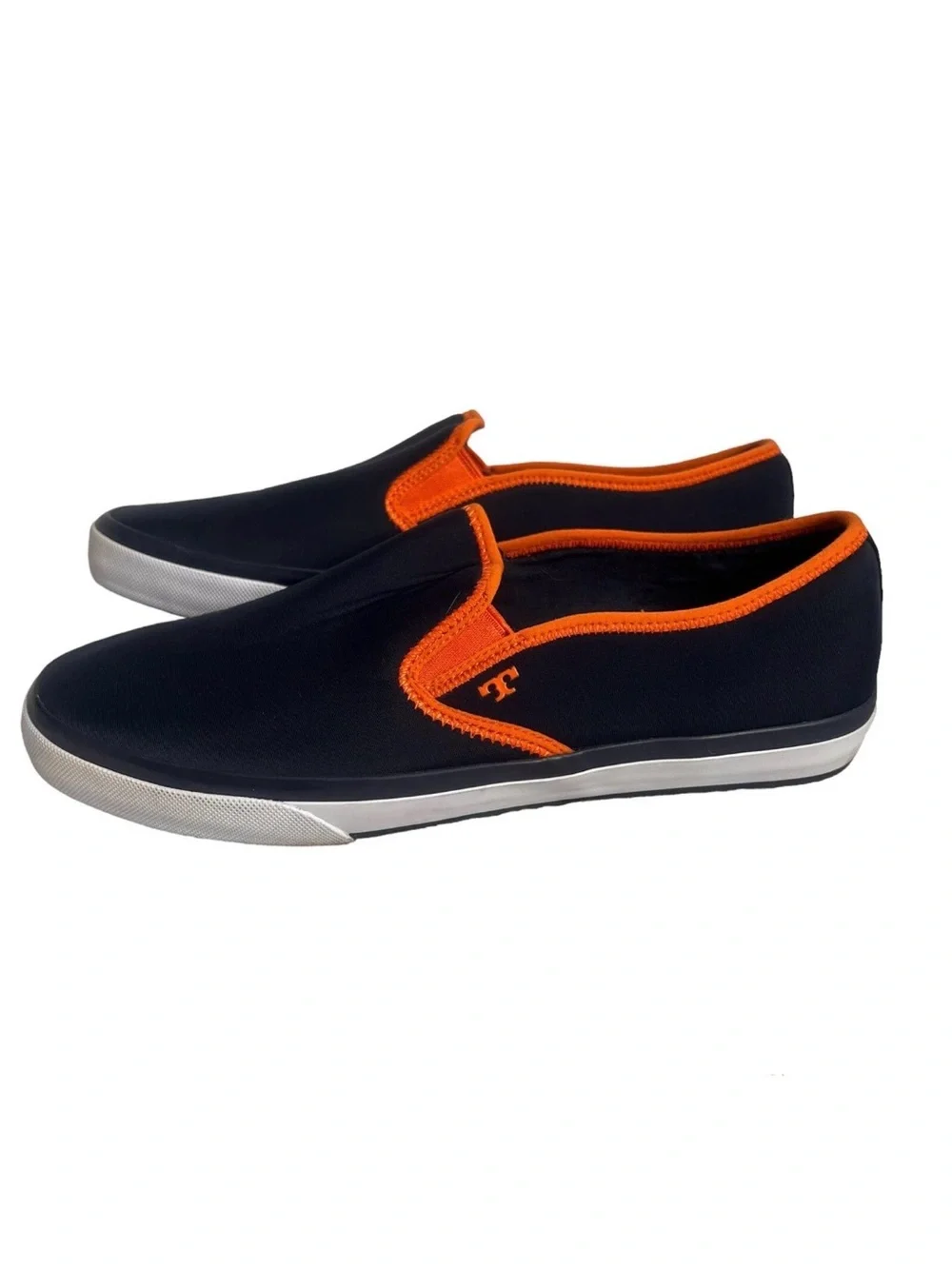Tory Burch Navy Slip-On Shoes with Orange Trim